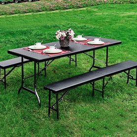 Záhradný banketový cateringový stôl rozkladací ratanový 180 cm