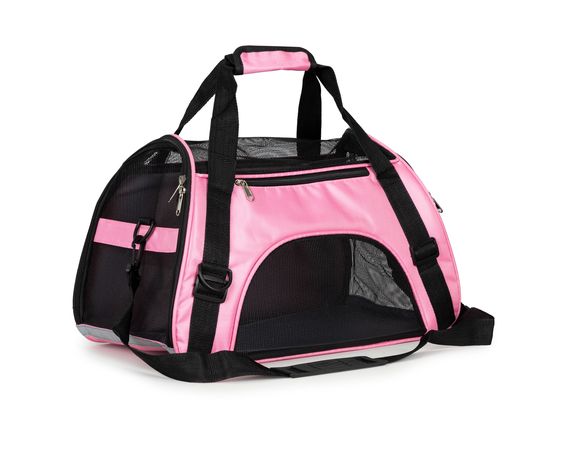 Cestovná taška pre domáce zvieratá, mačky a psy čierna/ružová