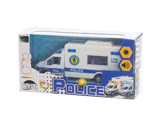 Policajné auto so zvukovými a svetelnými signálmi